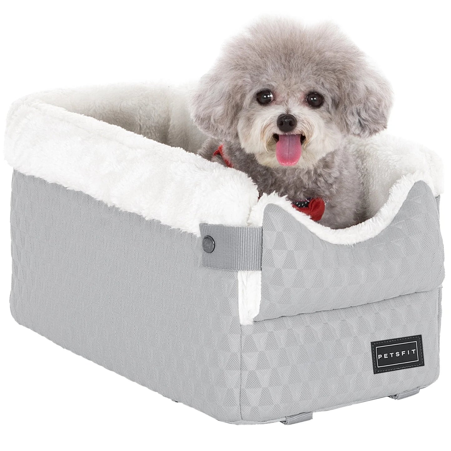 Dog Car Seats for Small Dogs,Washable Cushion, Small Dog Car Seat with Upgraded Safety Tethers, Center Console Dog Car Seat (Light Grey)