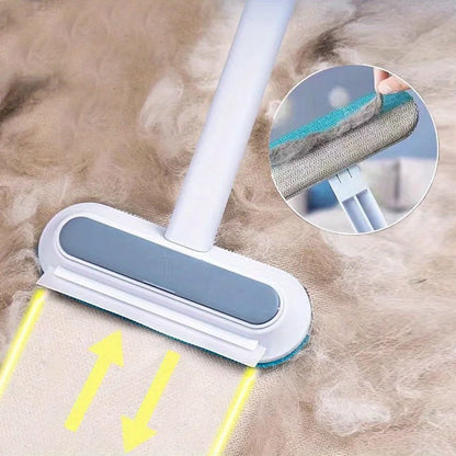 4-In-1 Long Handled Pet Hair Removal Brush with Adjustable Length, Washable, Reusable Cat and Dog Hair Remover