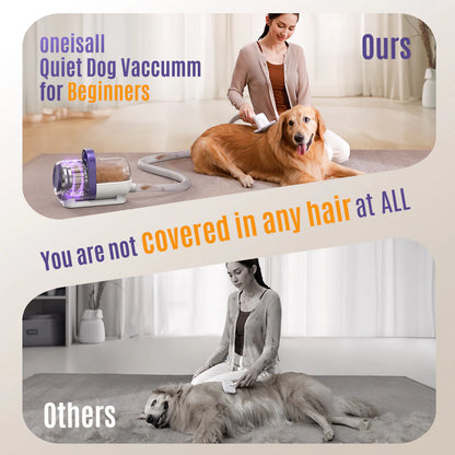 4 in 1 Dog Grooming Vacuum Kit : Low Noise 12Kpa Strong Suction with Pet Hair Deshedding Brush and Cleaning Tools