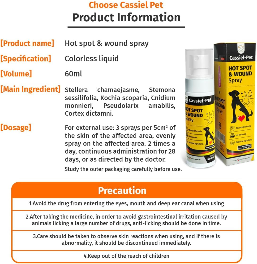 Hot Spot Spray for Dogs, Itch Relief Spray & Hot Spot Treatment for Dogs, Cats, Helps Alleviate Sensitive Skin, Scratching, and Licking of Coat, for All Animals, 2.02Oz