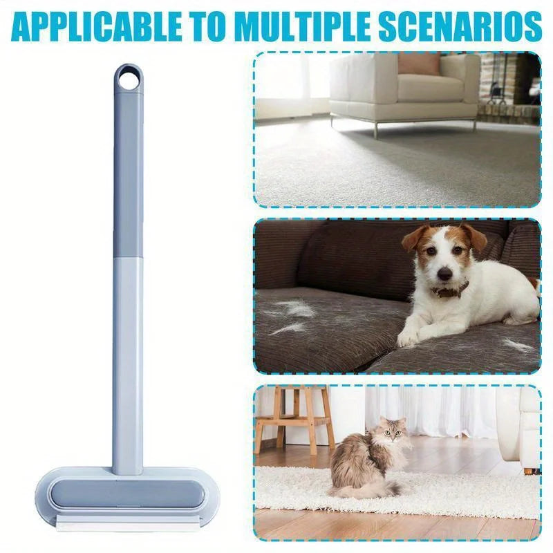 4-In-1 Long Handled Pet Hair Removal Brush with Adjustable Length, Washable, Reusable Cat and Dog Hair Remover