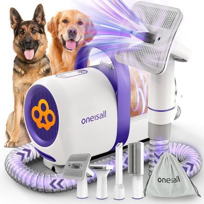 4 in 1 Dog Grooming Vacuum Kit : Low Noise 12Kpa Strong Suction with Pet Hair Deshedding Brush and Cleaning Tools