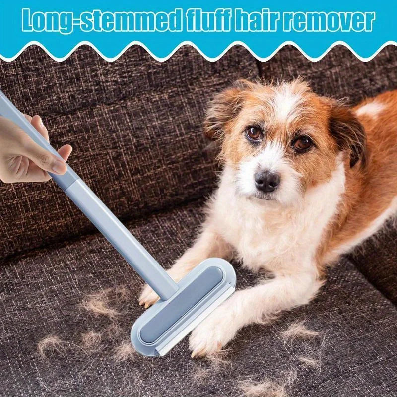 4-In-1 Long Handled Pet Hair Removal Brush with Adjustable Length, Washable, Reusable Cat and Dog Hair Remover