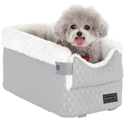 Dog Car Seats for Small Dogs,Washable Cushion, Small Dog Car Seat with Upgraded Safety Tethers, Center Console Dog Car Seat (Light Grey)