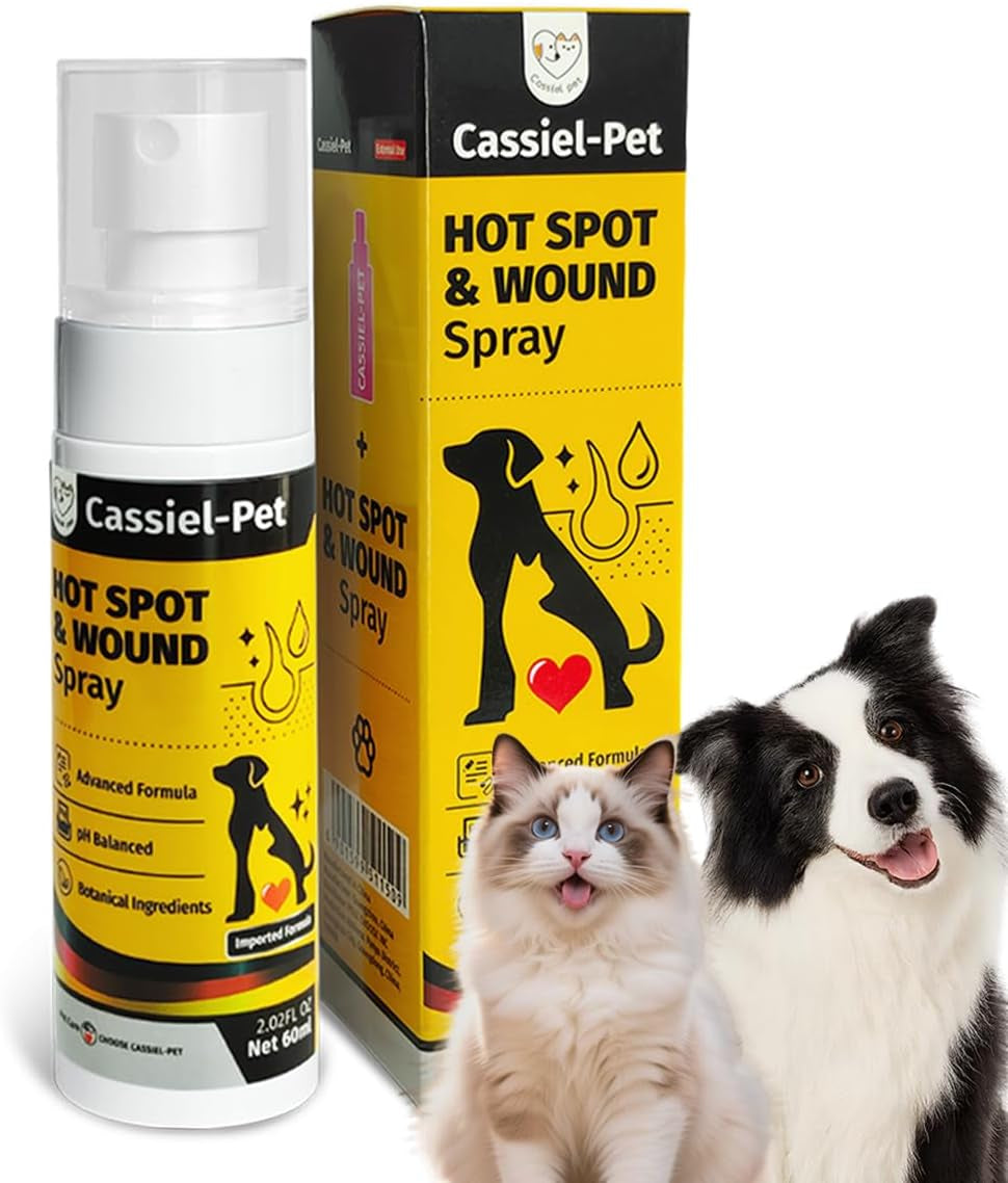 Hot Spot Spray for Dogs, Itch Relief Spray & Hot Spot Treatment for Dogs, Cats, Helps Alleviate Sensitive Skin, Scratching, and Licking of Coat, for All Animals, 2.02Oz