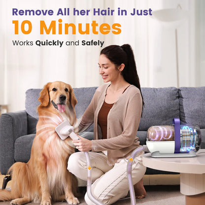 4 in 1 Dog Grooming Vacuum Kit : Low Noise 12Kpa Strong Suction with Pet Hair Deshedding Brush and Cleaning Tools